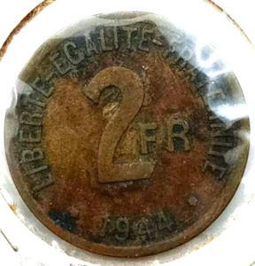 1944 France 2 Two Francs KM# 905 F - Picture 1 of 2