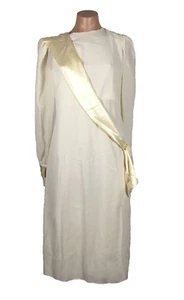 Vintage 80's Sheer Chiffon Ivory Feminine Prairie Dress 5/6 Long Sleeve Wedding - Picture 1 of 5
