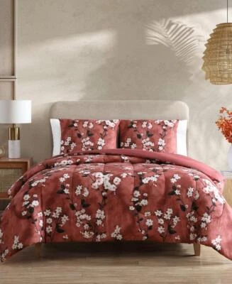 Hallmart Collectibles Watercolor Blossoms 2-Pc. Twin Red Comforter Sets - Image 1 of 4