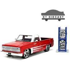 JADA JUST TRUCKS 1985 CHEVROLET C-10 1/24 with EXTRA WHEELS RED / WHITE 34179