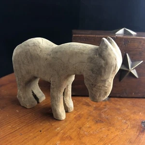 Antique Handcarved Horse Donkey Wood Primitive OOAK Whittled Carved Small 2.75" - Picture 1 of 9