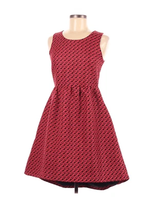 Vestido Anthropologie Lili Wang Rojo Geo Jacquard Ajuste y Acampanado Talla 4 Foto 1 de 4