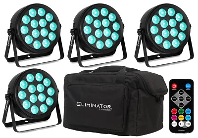 4x BeamZ "BCC145" Flat PAR Scheinwerfer 14x 4 Watt RGBW LED's & Softbag Tasche - Bild 1 von 4