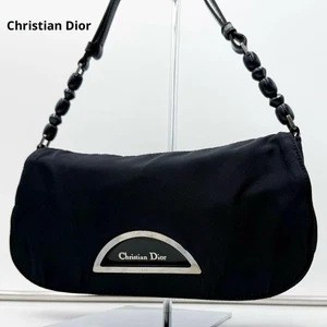 CHRISTIAN DIOR by Galliano Maris Black Pearl Nylon Shoulder Bag Used Japan - Picture 1 of 16