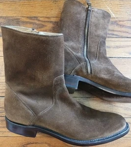 Lucchese Jonah Zip Boots | Espresso Suede | Sz: 10.5 | Pre-owned **See Pics** - Picture 1 of 12