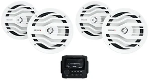 MB Quart GMR-LED Marine Receiver w/Bluetooth+(4) White MB Quart 6.5" Speakers - Picture 1 of 12
