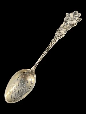 古董科伦拜恩图案沃森纯银圣地亚哥纪念品勺子3.5 — 第 1/4 张图片