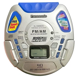 Radio reproductor de CD portátil Panasonic Shock Wave SL-SW869V de colección funcionando 2000 - Imagen 1 de 8