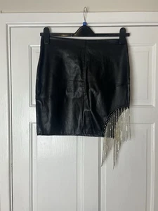 Giorgia Diamanté Faux Leather Mini Skirt Size Large - Picture 1 of 4