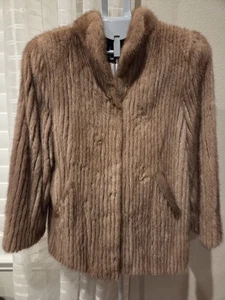 Abrigo de piel de visón SAGA para mujer talla grande vintage Dinamarca marrón claro  - Imagen 1 de 16