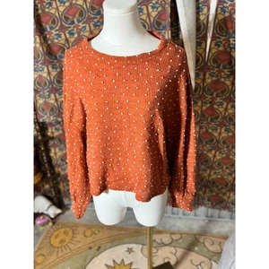 Altard State Orange Textured Dot Long Sleeve Sweater Top Size M - Picture 1 of 3