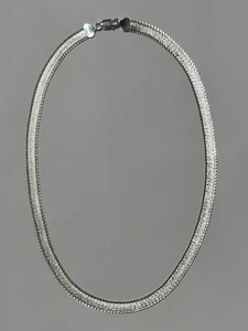 Milor Italy 925 Sterling Silver Herringbone Reversible Necklace 32g 22in 8.5mm - Picture 1 of 6