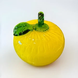 Vintage Murano Style Hand Blown Art Glass Yellow Golden Apple New Condition Rare - Picture 1 of 9