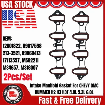 Junta colector de admisión 2X 89060413 89017589 para CHEVY GMC Hummer H2 H3 H3T 4,8 L Foto 1 de 4