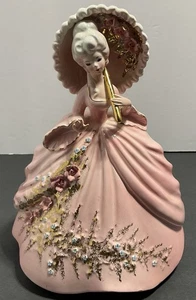 JOSEF ORIGINALS Victorian Lady Pink Dress Parasol Pink Flowers gold Accent 10” - Picture 1 of 9