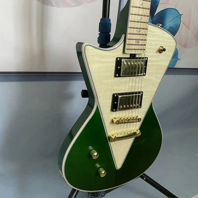 Green 6-Strings Left-Handed Electric Guitar HH Pickups Gold Hardware Fixed Part - Image 1 of 4