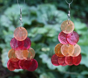 10 PAAR Ohrringe Perlmutt rot orange Design Ohrschmuck Perlmut Modeschmuck - Bild 1 von 2