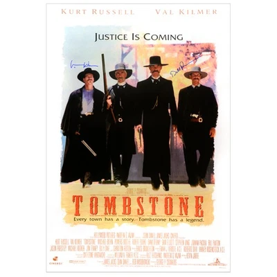 Póster de la película Tombstone 27x40 clásico autografiado de Val Kilmer, Bill Paxton Foto 1 de 2