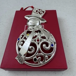Lenox Brillo y Pergamino Multi-Cristal Plateado Muñeco de Nieve Ornamento 5" - Imagen 1 de 7