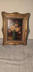 Ölbild Olgemälde Blumen Stillleben Öl auf Holzfaserplatte H012-10 - Bild 1 von 19