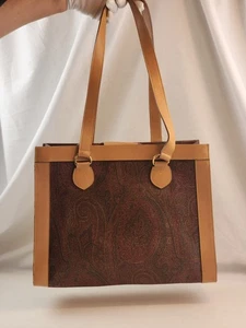 echt ETRO Milano Paisley Handtasche Jacquard Schultertasche Handtasche burgund - Bild 1 von 24