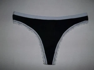 Shein tween girls lace trim cotton thong panties black nwot - Picture 1 of 2