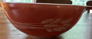Vintage Pyrex 4 Qt Autumn Harvest Wheat 1979 Cinderella Mixing Bowl Rust 444 - Picture 1 of 8
