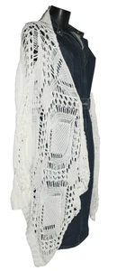 Gilet ouvert OGO en crochet blanc asymétrique Taille 40-42 FR Bon état - Imagen 1 de 4