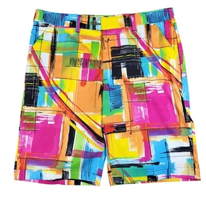 Loudmouth Golf Abstract Multicolor Polyester Mens Golf Shorts Size 34 Funky - Picture 1 of 9