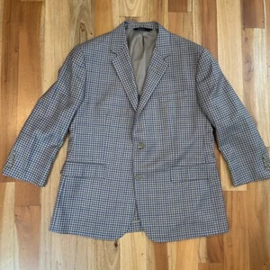 Reda Milano Blazer Mens 42S Plaid Wool Brown Blue Sport Coat Jacket Super 130 - Picture 1 of 15
