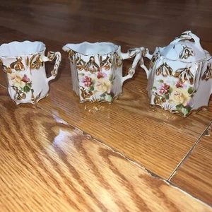 Antique White and Gold Creamer & Sugar (Circa 1896) - Picture 1 of 6