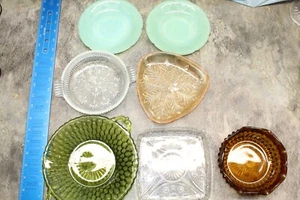 VINTAGE SET 7 VERSCHIEDENE GLASPLATTEN 50ER 60ER JAHRE ALLE IN TOP ZUSTAND 5B1 - Bild 1 von 7