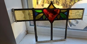 30er Jahre Buntglas klein gemustert Teilfensterscheibe - Stück 2 - Bild 1 von 1