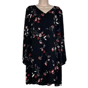 Worthington Dress Womens Large Long Slit Sleeve Above Knee Shift Floral Sundress - Picture 1 of 11