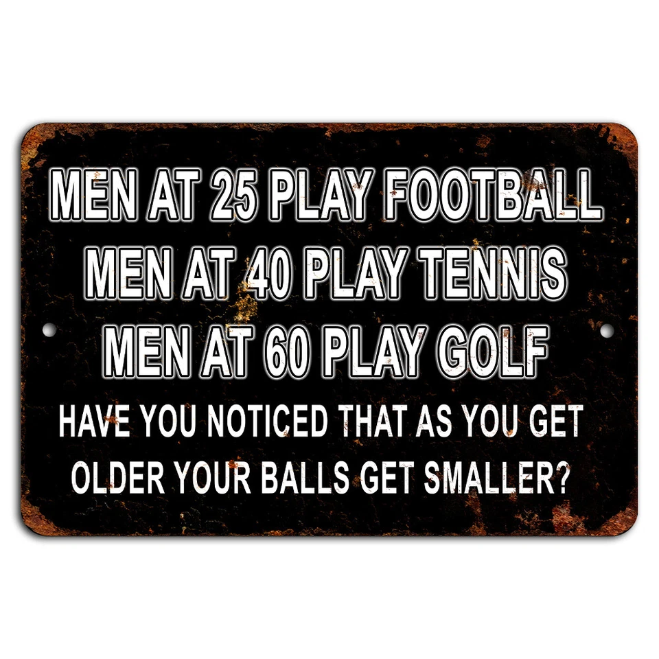Get Older Balls Get Smaller Rustic Sign - Funny Aging Humor 12x8 Inch Aluminum - Image 1 of 1