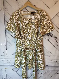 Camicetta tunica donna Lane Bryant taglia 26 nera gialla floreale con cintura nuova con etichetta - Foto 1 di 10