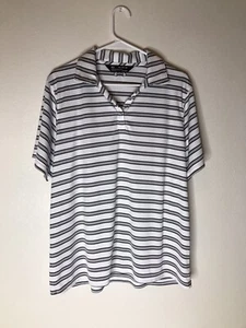 Under Armour Heat Gear Loose 2XL Gray and White Stripped Polo - Picture 1 of 3