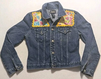 VTG Squeeze by Stephen Hardy Women's Large Jacket Blue Denim Custom Embroidery - Image 1 of 4
