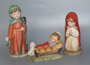 Vintage LEFTON Porcelain 3 Piece NATIVITY SET Mary Joseph and Baby Jesus #2049 - Picture 1 of 9