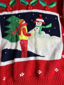 cristina Ugly Christmas Mock Neck Tunic Sweater Snowman Size l large boy child - Picture 1 of 5
