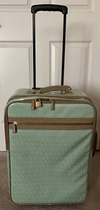 Authentic Fendi Vintage FF Zucca Logo Aqua Blue Wheel Carry On - Picture 1 of 12