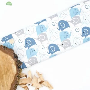 1m x VB Baumwollstoff Elefantenparade blau - Bild 1 von 1