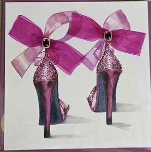 Papyrus 3D Geburtstagskarte High Heels Schmuck rosa Stoff Schleife Styling Diva Glitzer - Bild 1 von 4
