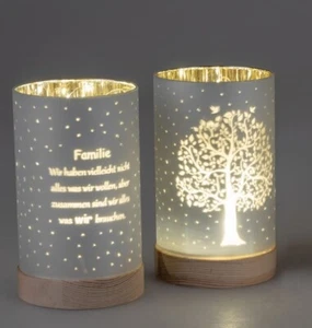 896780 Luz Decorativa Base Madera 2 Piezas 15cm Cristal Color Mate con Luz LED - Imagen 1 de 1