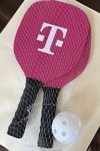 T-Mobile Tuesdays NIB Pickle Ball Set 2 PADDLES & BALL Pink 15” New Bagged! - Picture 1 of 4