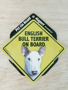 "English Bullterrier On Board" Haustier an Bord Magnet gelb Schild für Fahrzeug - Bild 1 von 3