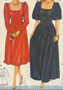 1970er Jahre Vintage Burda Muster #7656 KLEID quadratischer Ausschnitt Puff Ärmel Größe 8-16 Schnitt - Bild 1 von 5