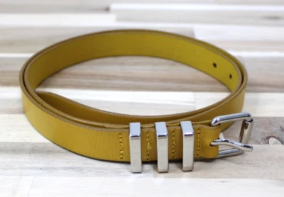 Cinturón Rebecca Minkoff Ajustado Amarillo Cuero Genuino Hebilla Plateada Para Mujer Talla XL Foto 1 de 4