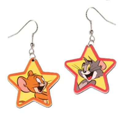 Retro TOM JERRY Funky PENDIENTES Gato Ratón Dibujos Animados Personaje Dije Novedad Joyería Foto 1 de 2