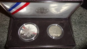 1989 U S Congressional Coins Commemorative Proof Silver Dollar and Clad Half - Picture 1 of 5